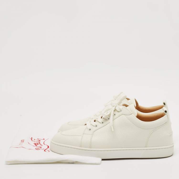 Pre Owned Christian Louboutin White Leather Rantulow Low Top Sneakers Size 43.5