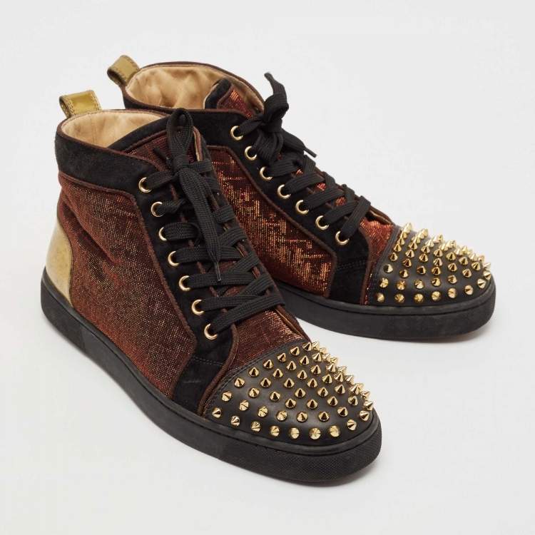 Pre Owned Christian Louboutin Multicolor Suede And Leather Louis Spikes High Top Sneakers Size 41