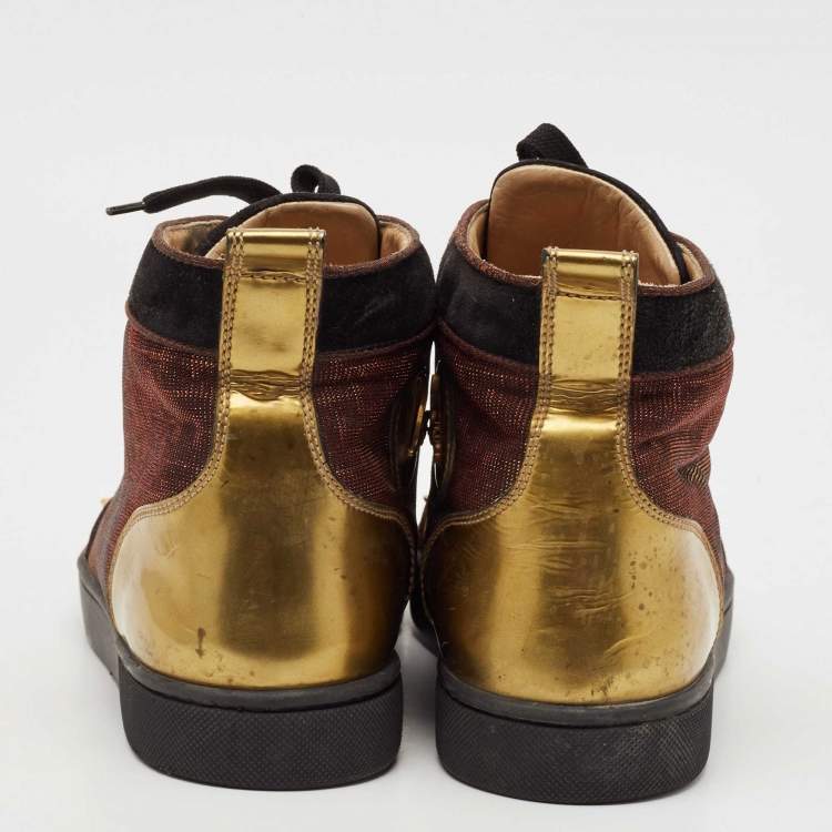 Pre Owned Christian Louboutin Multicolor Suede And Leather Louis Spikes High Top Sneakers Size 41