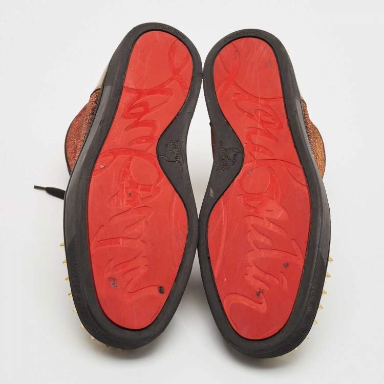 Pre Owned Christian Louboutin Multicolor Suede And Leather Louis Spikes High Top Sneakers Size 41