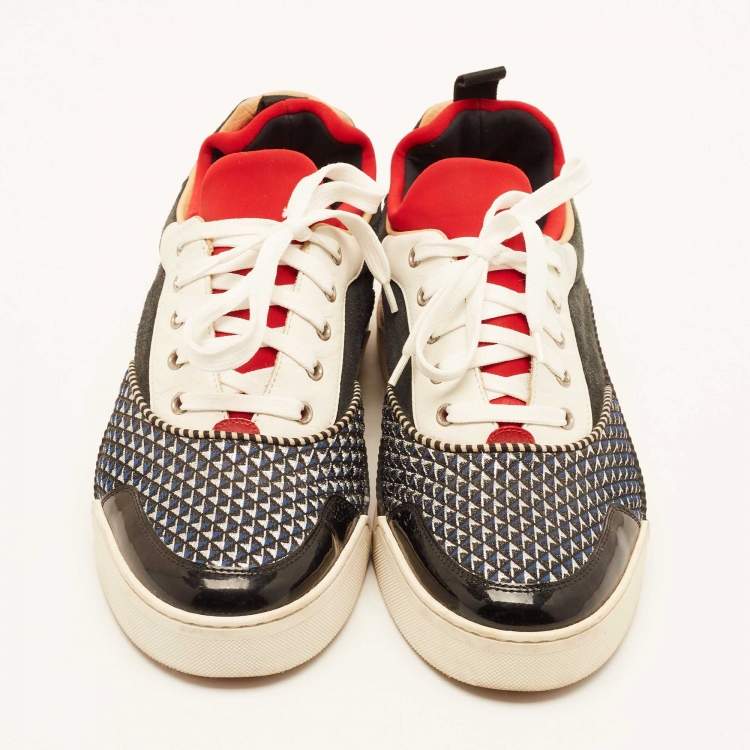 Pre Owned Christian Louboutin Multicolor Fabric and Leather Aurelien Lace Up Sneakers Size 44.5