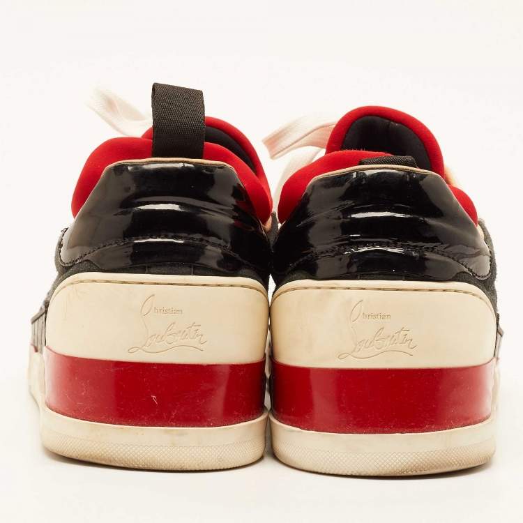 Pre Owned Christian Louboutin Multicolor Fabric and Leather Aurelien Lace Up Sneakers Size 44.5