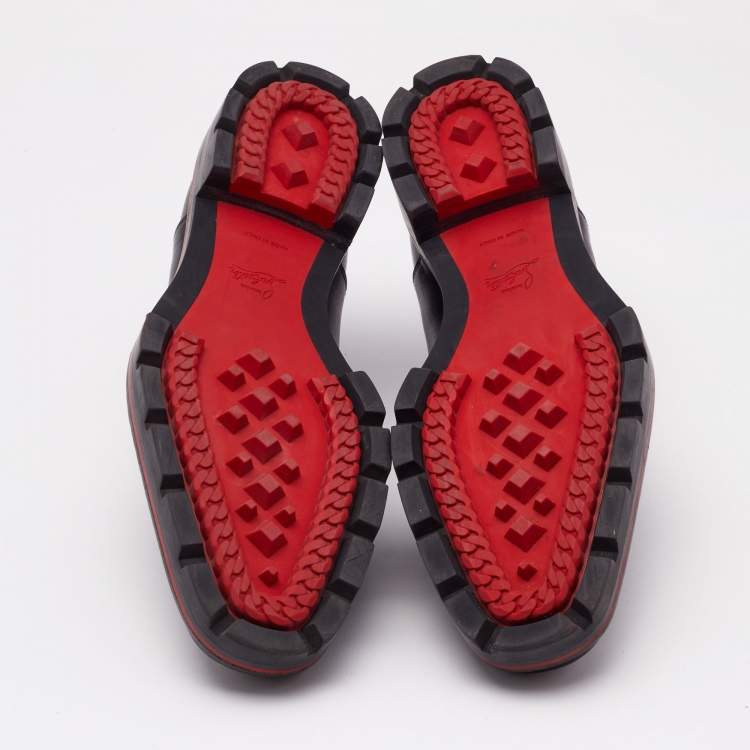 Pre Owned Christian Louboutin Black Leather Lace Up Oxfords Size 44