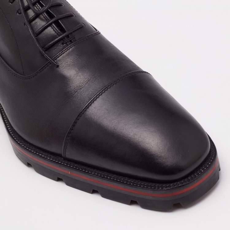 Pre Owned Christian Louboutin Black Leather Lace Up Oxfords Size 44
