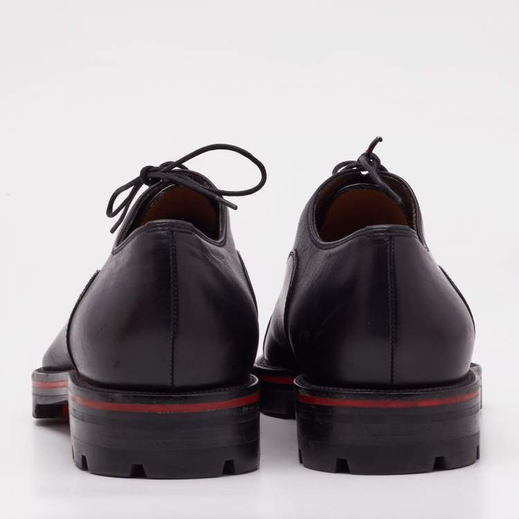 Pre Owned Christian Louboutin Black Leather Lace Up Oxfords Size 44
