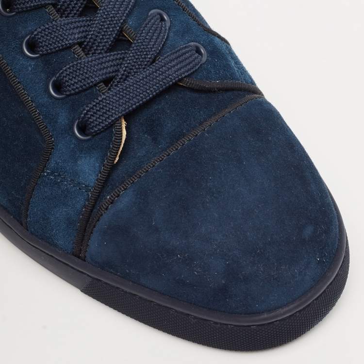 Pre Owned Christian Louboutin Navy Blue Suede Fun Louis Junior Sneakers Size 43.5