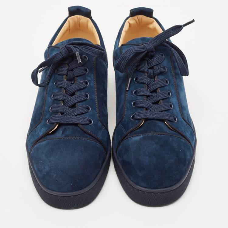 Pre Owned Christian Louboutin Navy Blue Suede Fun Louis Junior Sneakers Size 43.5