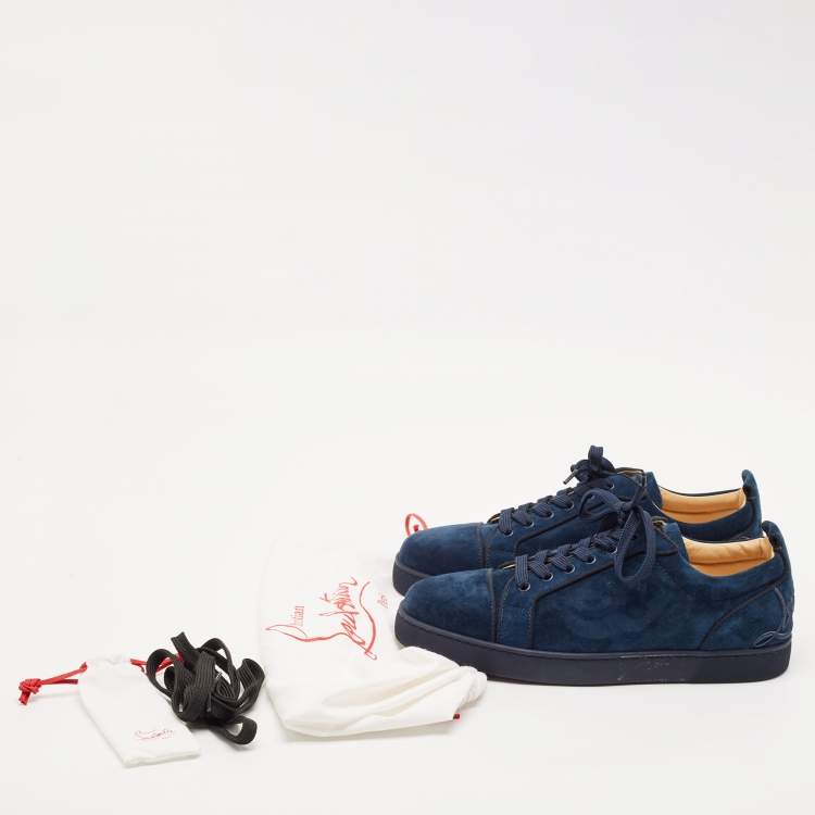 Pre Owned Christian Louboutin Navy Blue Suede Fun Louis Junior Sneakers Size 43.5