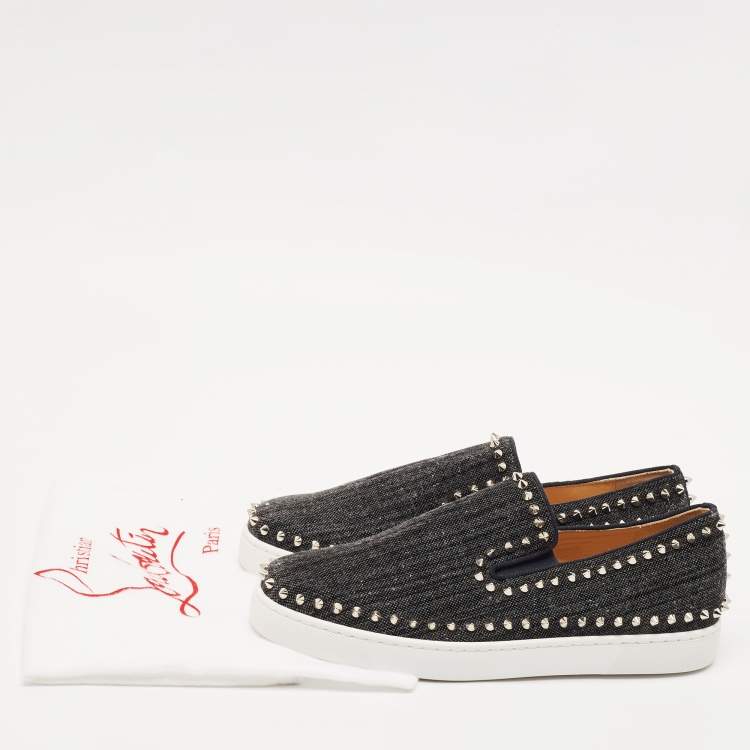 Pre Owned Christian Louboutin Black Denim Pik Boat Sneakers Size 42