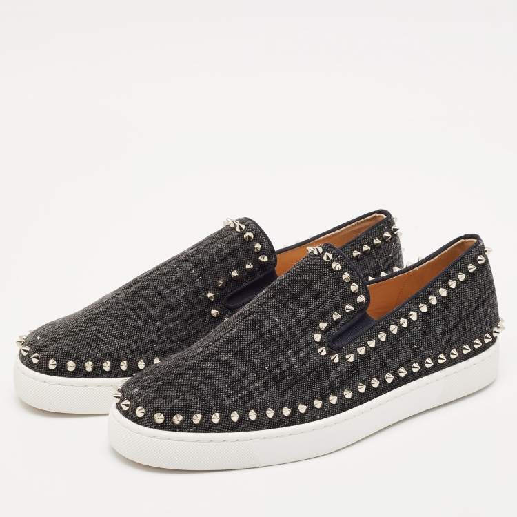 Pre Owned Christian Louboutin Black Denim Pik Boat Sneakers Size 42