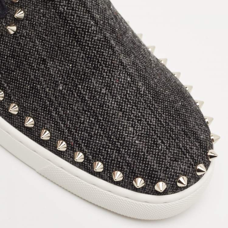 Pre Owned Christian Louboutin Black Denim Pik Boat Sneakers Size 42