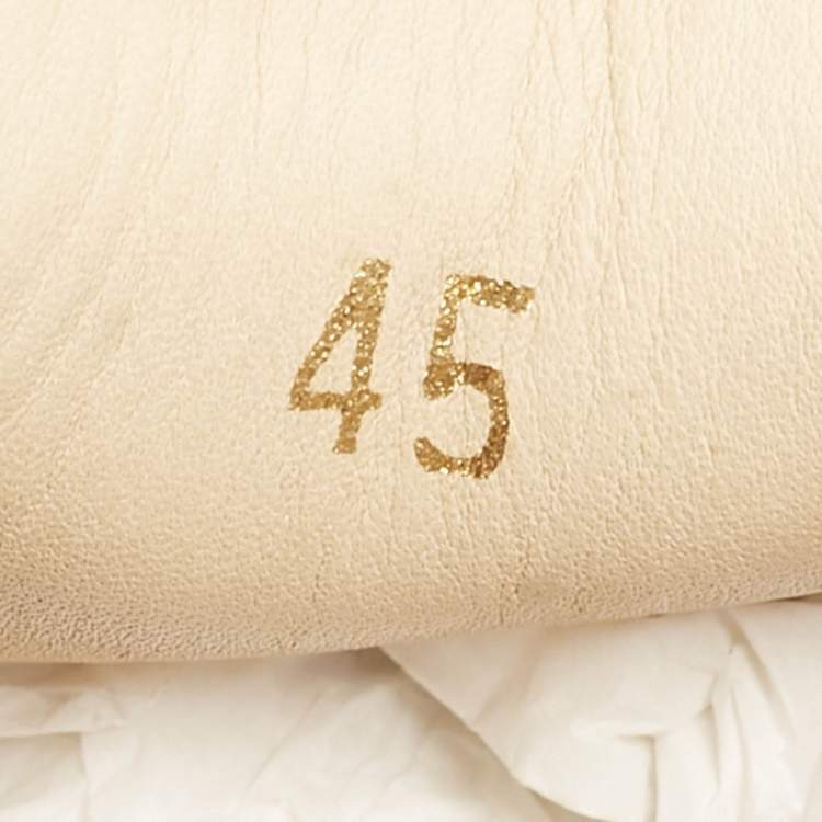 Pre Owned Christian Louboutin Beige Leather Spike Yacht Loafers Size 45