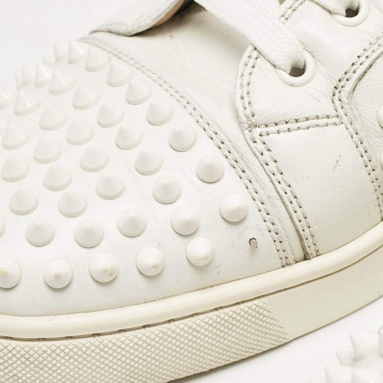 Pre Owned Christian Louboutin White Leather Louis Spike High Top Sneakers Size 44.5 