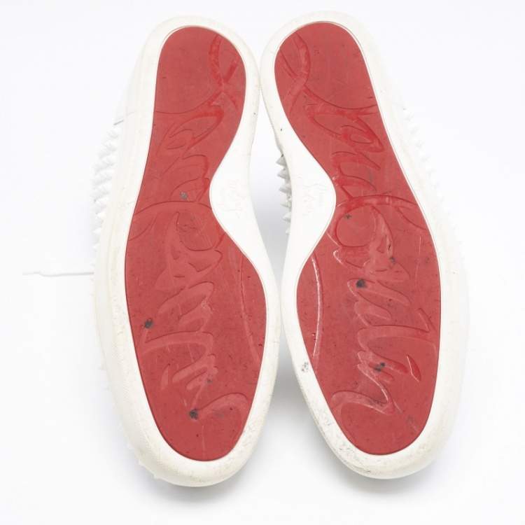 Pre Owned Christian Louboutin White Leather Louis Spike High Top Sneakers Size 44.5 