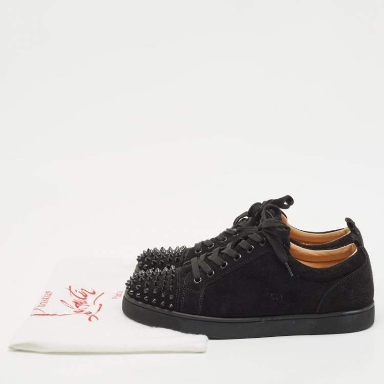 Pre Owned Christian Louboutin Black Suede Louis Junior Spikes Sneakers Size 42
