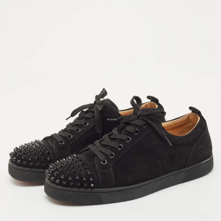 Pre Owned Christian Louboutin Black Suede Louis Junior Spikes Sneakers Size 42