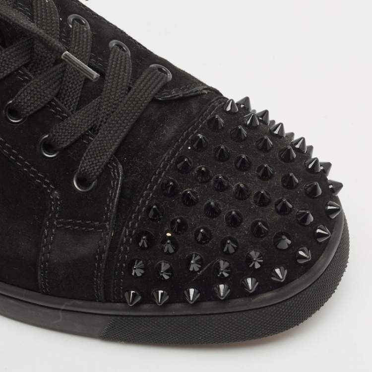 Pre Owned Christian Louboutin Black Suede Louis Junior Spikes Sneakers Size 42