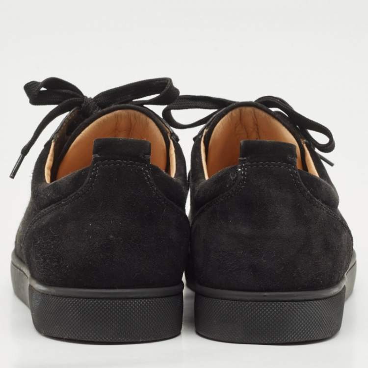 Pre Owned Christian Louboutin Black Suede Louis Junior Spikes Sneakers Size 42