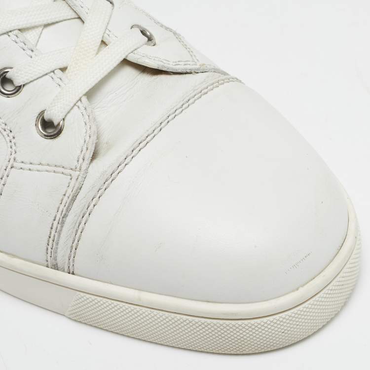 Pre Owned Christian Louboutin White Leather Louis High Top Sneakers Size 43 