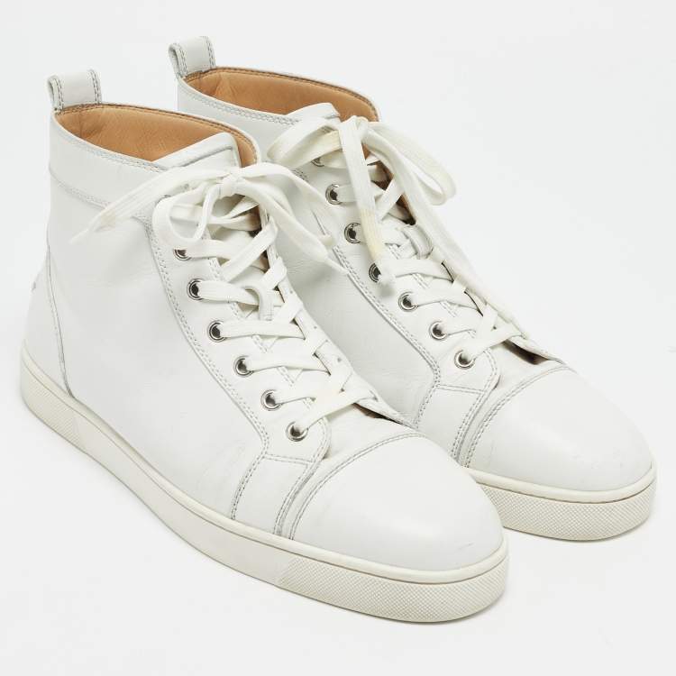 Pre Owned Christian Louboutin White Leather Louis High Top Sneakers Size 43 