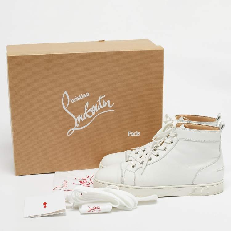 Pre Owned Christian Louboutin White Leather Louis High Top Sneakers Size 43 