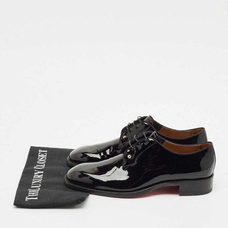 Pre Owned Christian Louboutin Black Patent Leather Chambeliss Derby Size 41