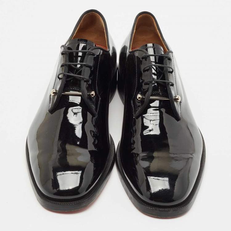 Pre Owned Christian Louboutin Black Patent Leather Chambeliss Derby Size 41