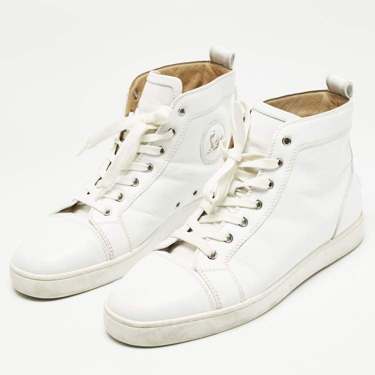Pre Owned Christian Louboutin White Leather Louis High Top Sneakers Size 43