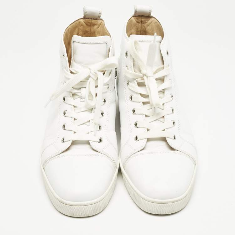 Pre Owned Christian Louboutin White Leather Louis High Top Sneakers Size 43