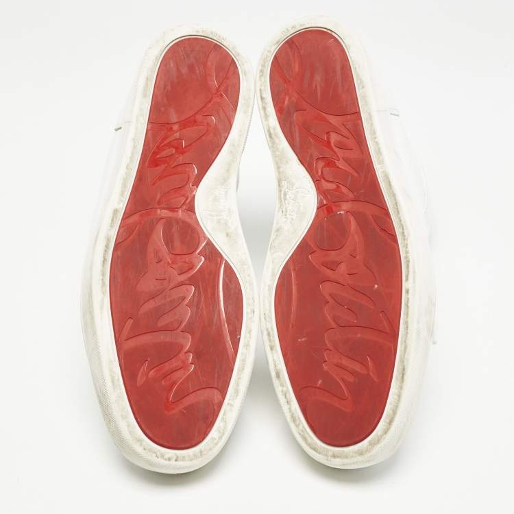 Pre Owned Christian Louboutin White Leather Louis High Top Sneakers Size 43