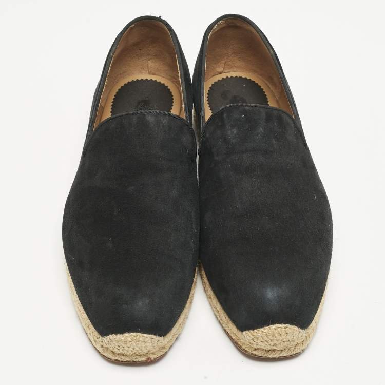 Pre Owned Christian Louboutin Navy Blue Suede Nanou Orlato Espadrille Flats Size 42