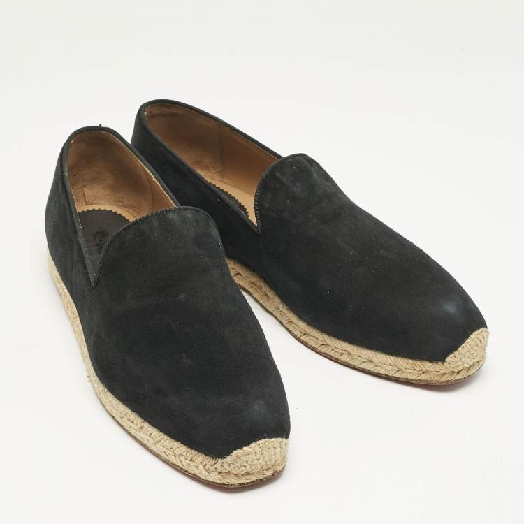 Pre Owned Christian Louboutin Navy Blue Suede Nanou Orlato Espadrille Flats Size 42
