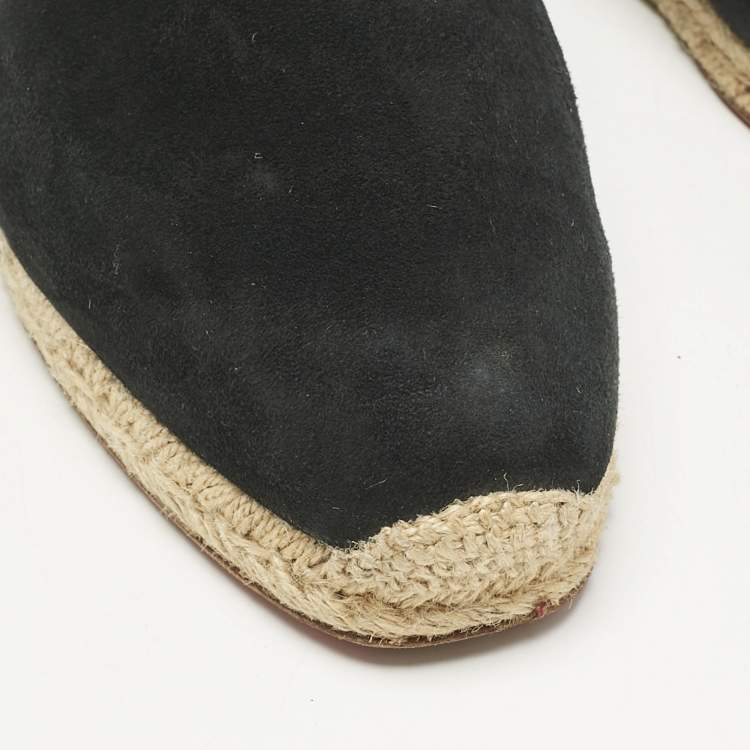 Pre Owned Christian Louboutin Navy Blue Suede Nanou Orlato Espadrille Flats Size 42
