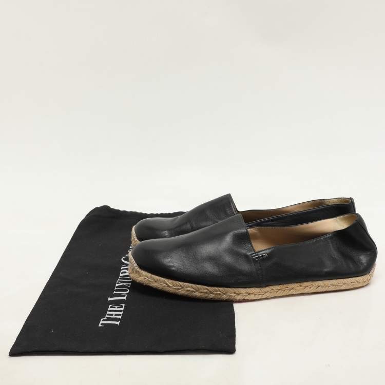 Pre Owned Christian Louboutin Black Leather Espadrille Size 43