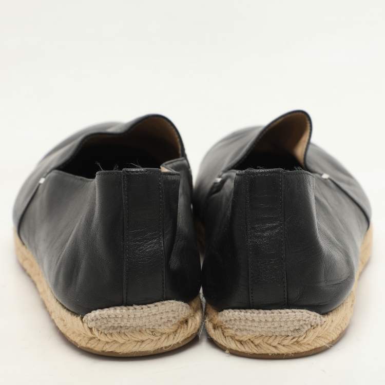 Pre Owned Christian Louboutin Black Leather Espadrille Size 43
