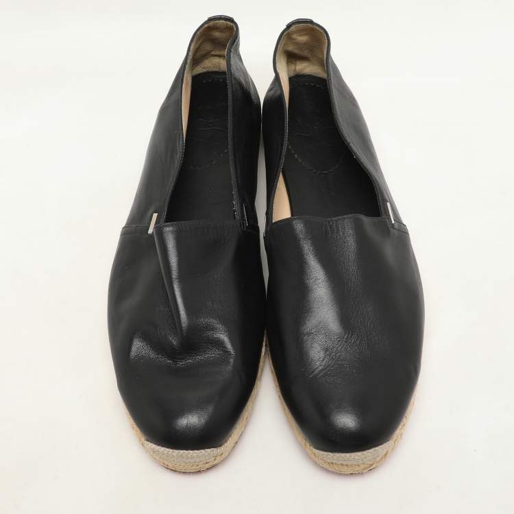 Pre Owned Christian Louboutin Black Leather Espadrille Size 43