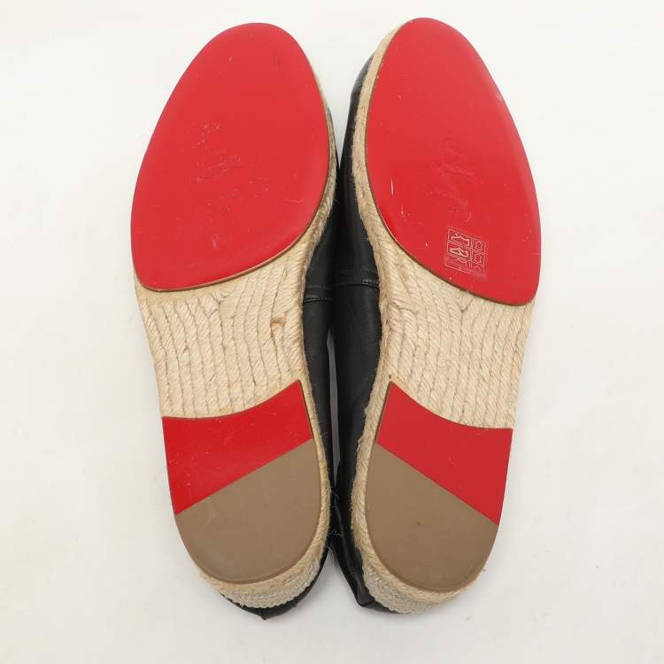 Pre Owned Christian Louboutin Black Leather Espadrille Size 43