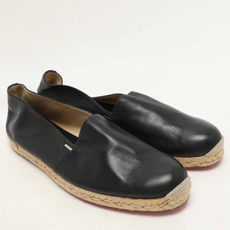 Pre Owned Christian Louboutin Black Leather Espadrille Size 43