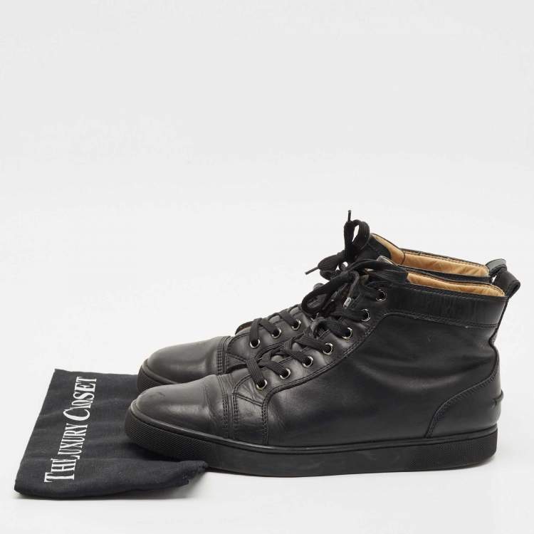 Pre Owned Christian Louboutin Black Leather Louis High Top Sneakers Size 43