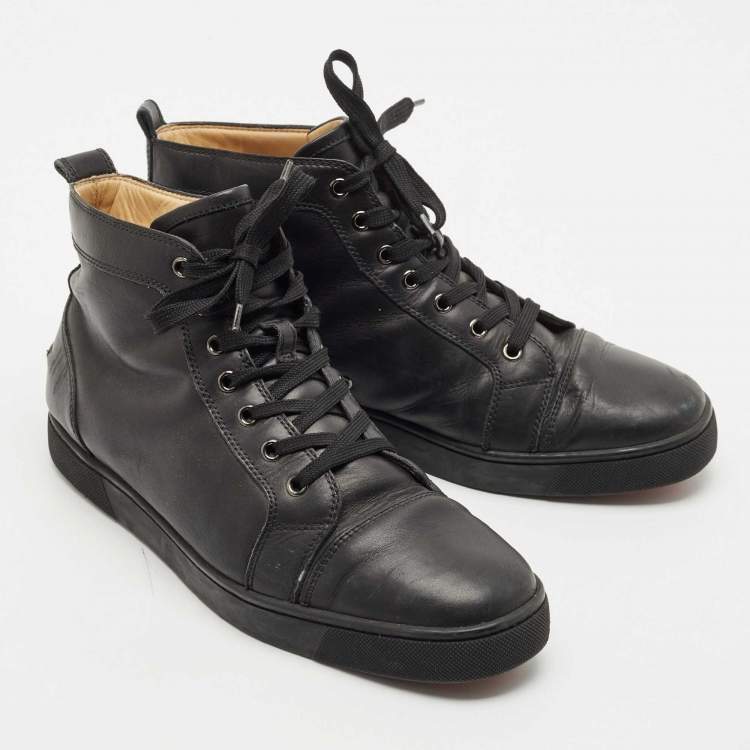 Pre Owned Christian Louboutin Black Leather Louis High Top Sneakers Size 43