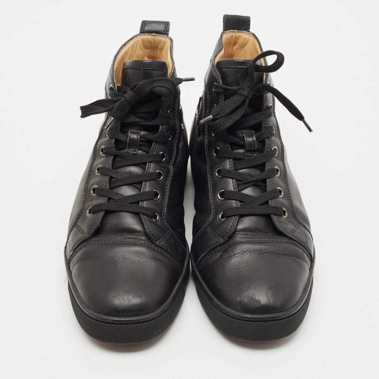 Pre Owned Christian Louboutin Black Leather Louis High Top Sneakers Size 43
