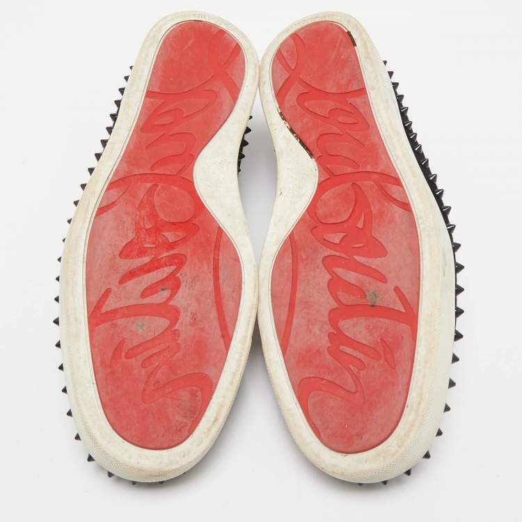 Pre Owned Christian Louboutin Black Suede Pik Boat Slip On Sneakers Size 45