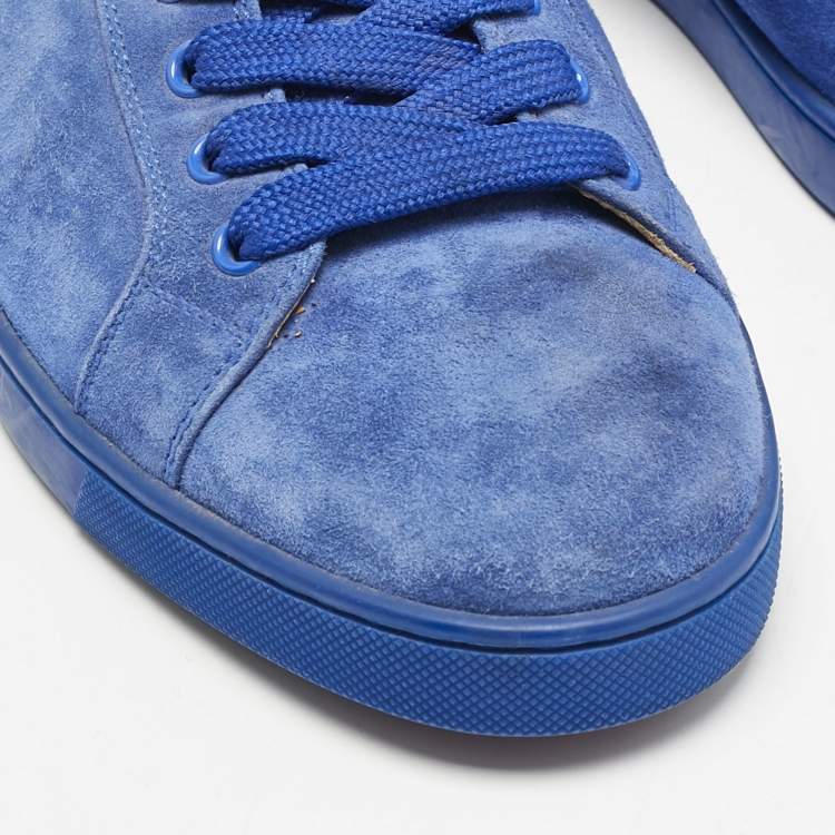 Pre Owned Christian Louboutin Blue Suede Louis Junior Lace Up Sneakers Size 42