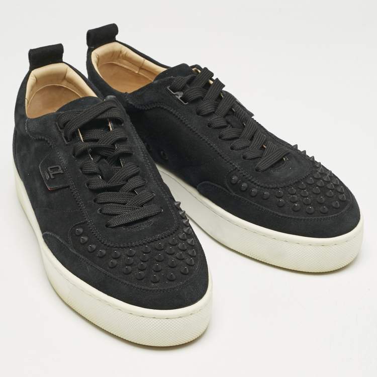Pre Owned Christian Louboutin Black Suede Happyrui Spikes Low Top Sneakers Size 43