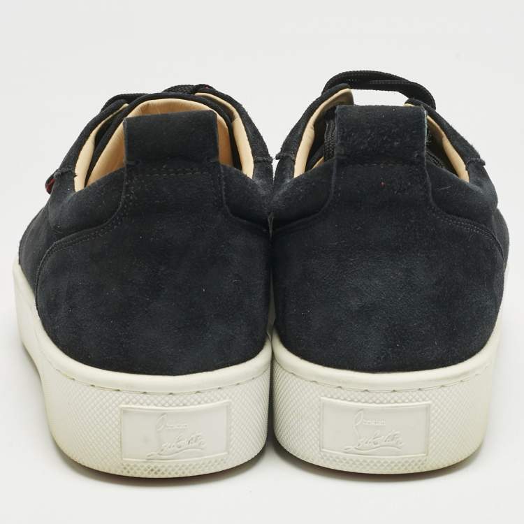 Pre Owned Christian Louboutin Black Suede Happyrui Spikes Low Top Sneakers Size 43