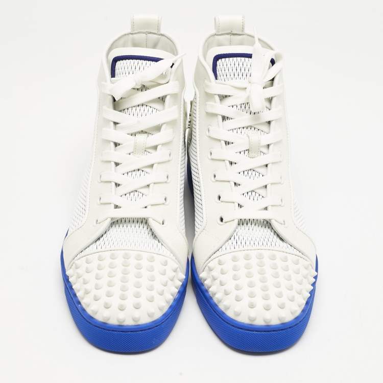 Pre Owned Christian Louboutin Grey Canvas and Leather Louis High Top Sneakers Size 43 