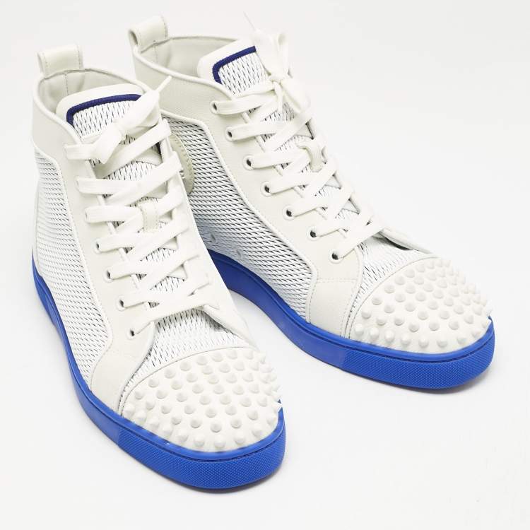 Pre Owned Christian Louboutin Grey Canvas and Leather Louis High Top Sneakers Size 43 