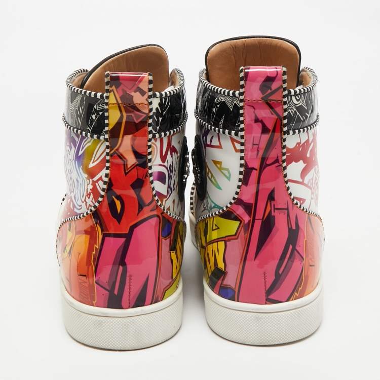 Pre Owned Christian Louboutin Multicolor Leather and Patent Leather Louis Orlato High Top Sneakers Size 44.5