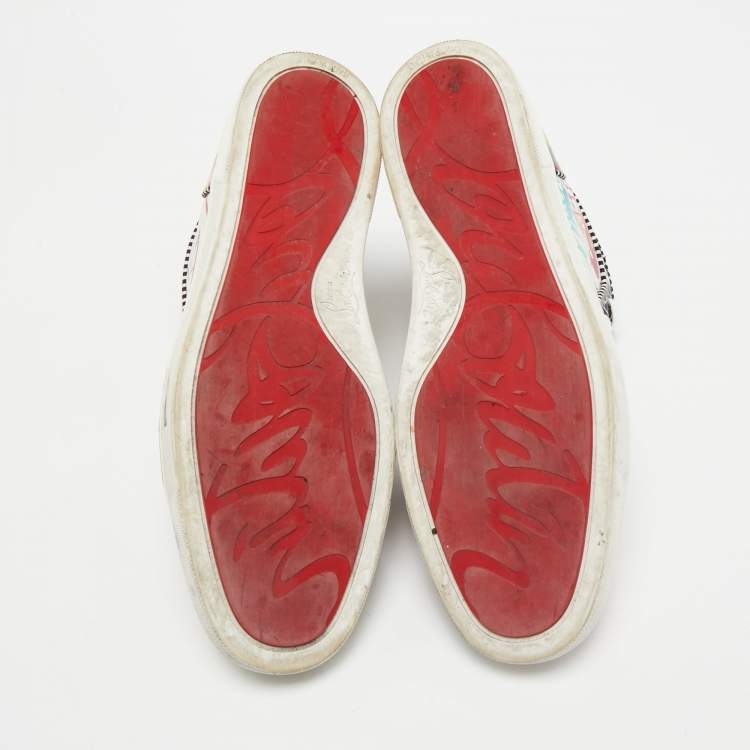 Pre Owned Christian Louboutin Multicolor Leather and Patent Leather Louis Orlato High Top Sneakers Size 44.5