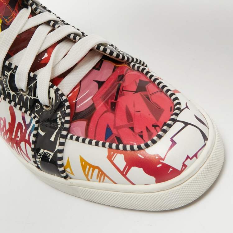 Pre Owned Christian Louboutin Multicolor Leather and Patent Leather Louis Orlato High Top Sneakers Size 44.5